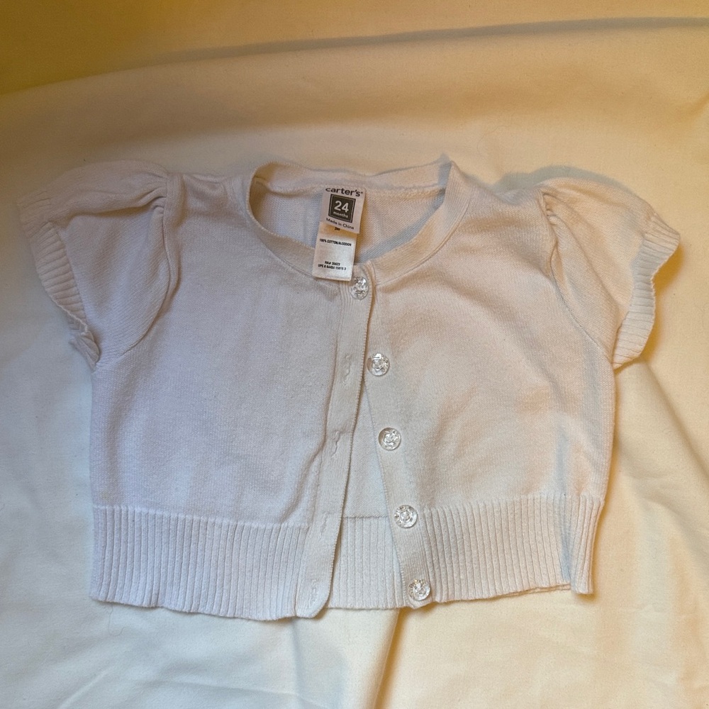 Carter's White Button Down Kids Cardigan